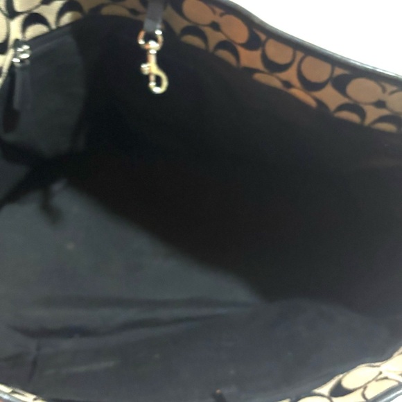 Coach Black and Tan Signature print canvas Tote Bag - Picture 8 of 9